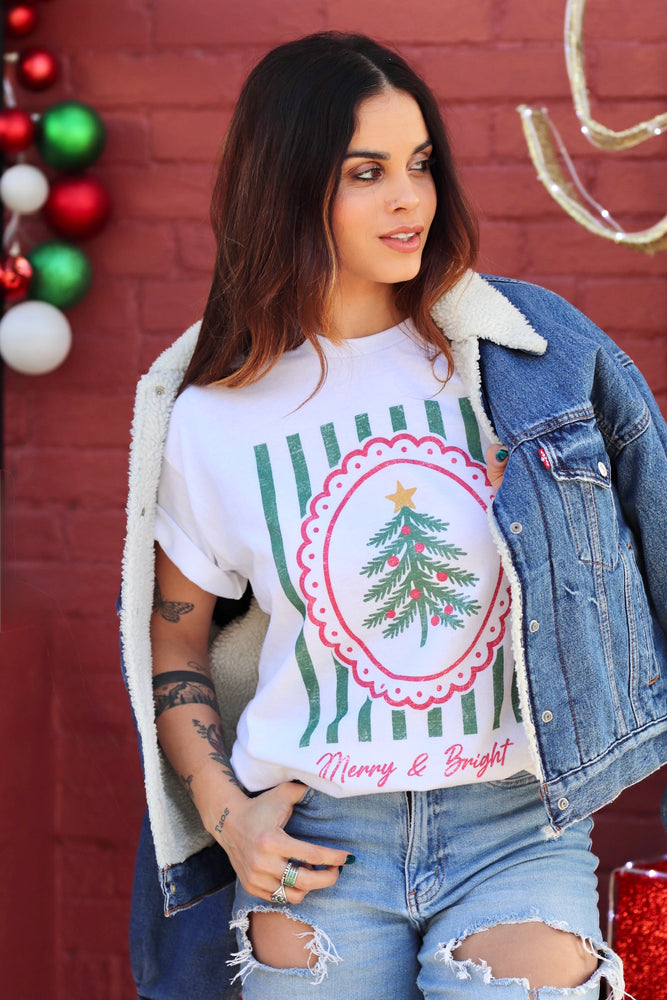 Merry & Bright White Tee