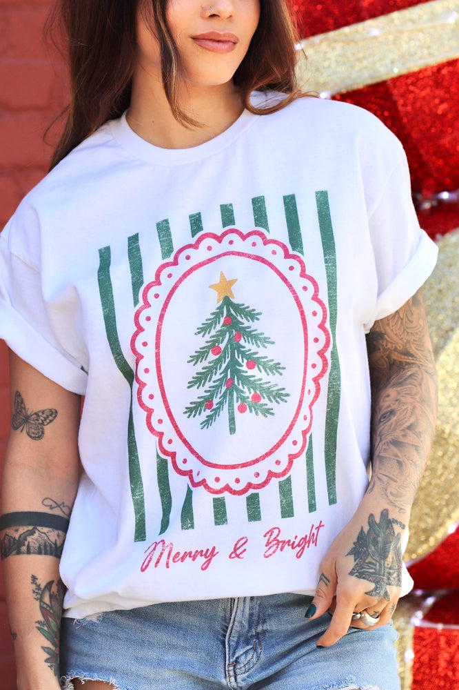 Merry & Bright White Tee