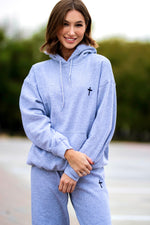 Embroidered Cross Fleece Hoodie