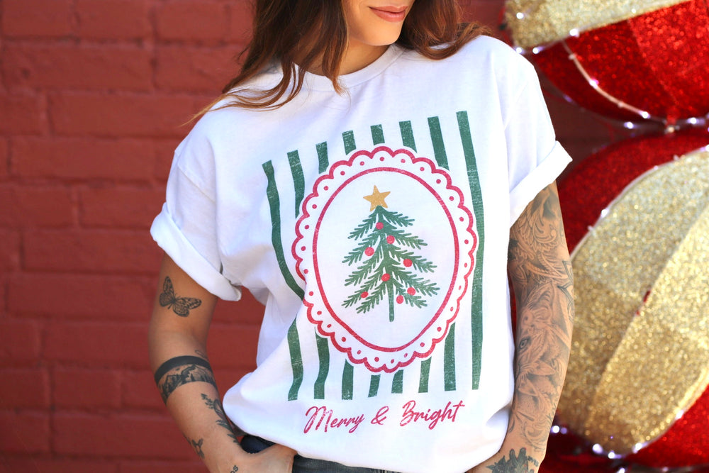 Merry & Bright White Tee