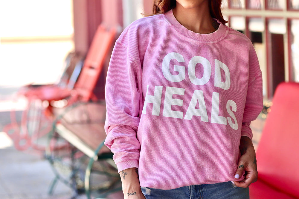 God Heals Crewneck Corded Pullover