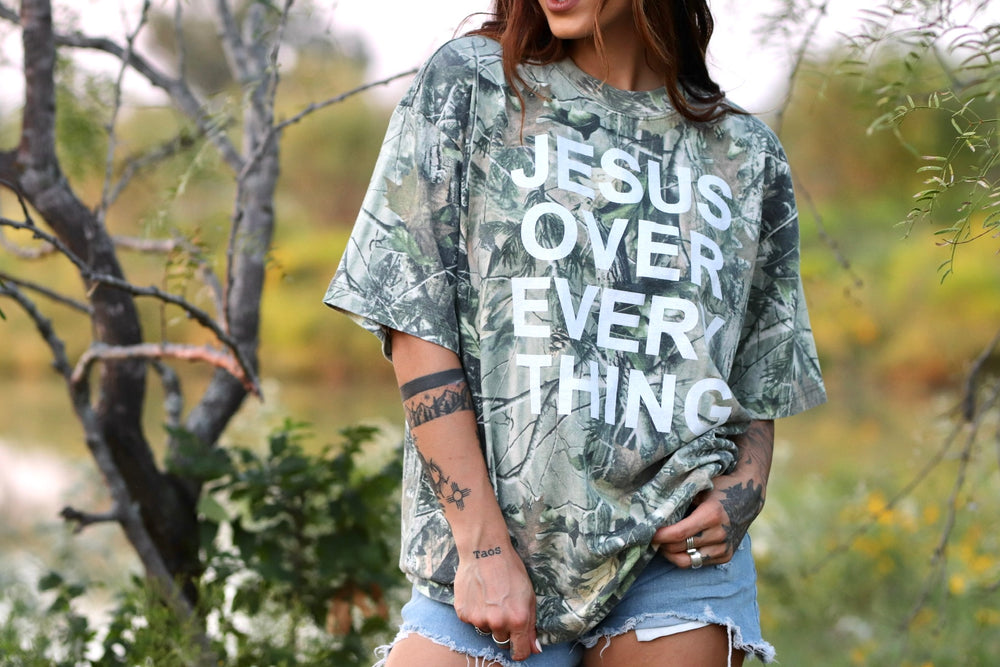 Jesus Over Everything Camo Tee