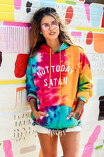 Not Today Satan Rainbow Dye Hoodie