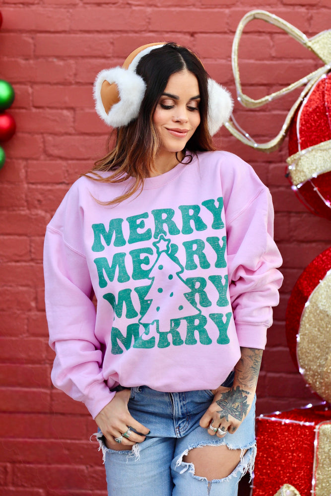 Merry Pink Crewneck Sweatshirt