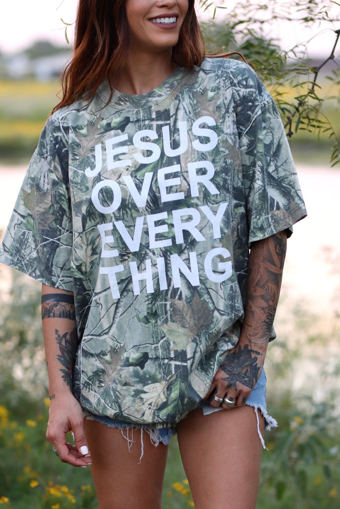 Jesus Over Everything Camo Tee