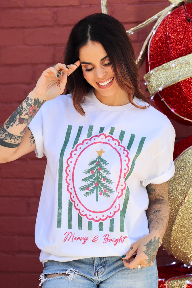 Merry & Bright White Tee