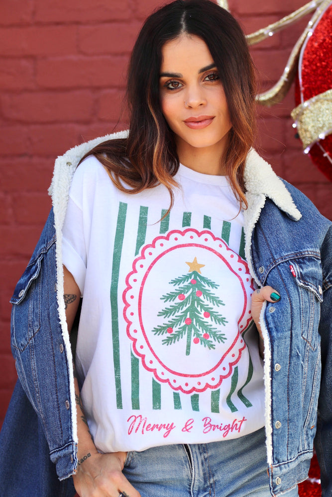 Merry & Bright White Tee