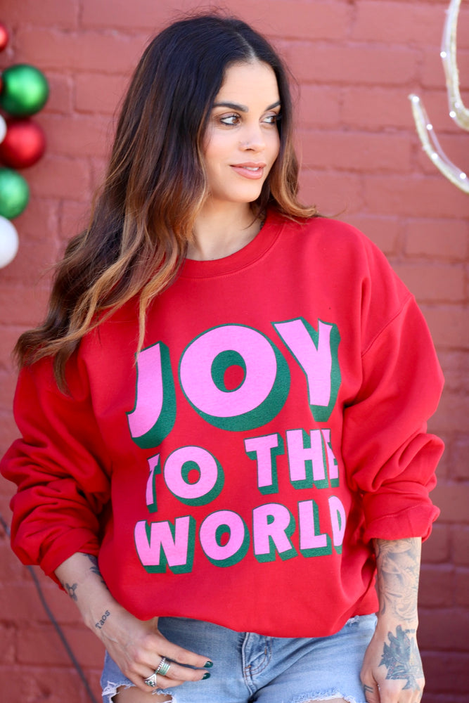 Joy To The World Red Crewneck Sweatshirt