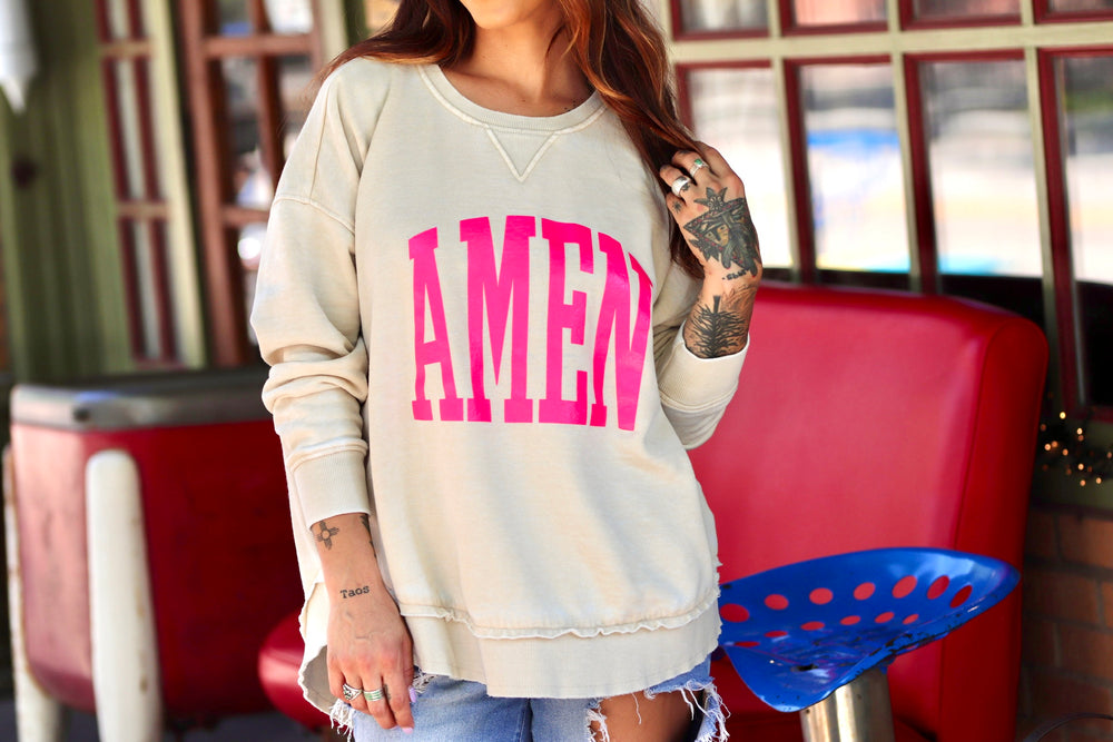 AMEN Soft Cream Fleece Pullover