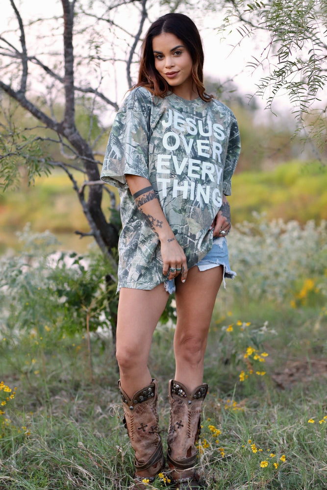 Jesus Over Everything Camo Tee