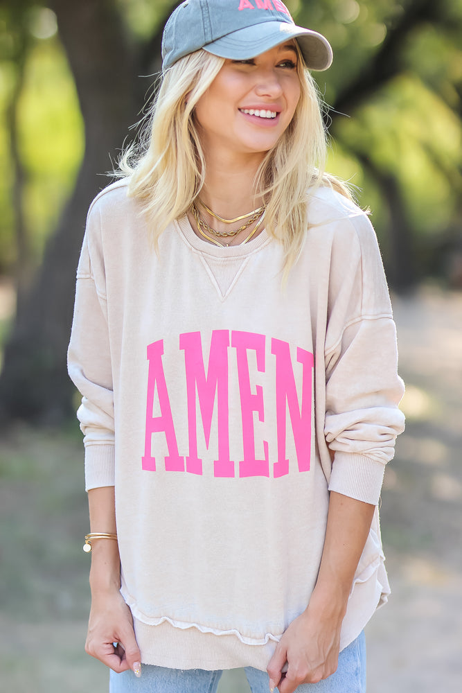 AMEN Soft Cream Fleece Pullover