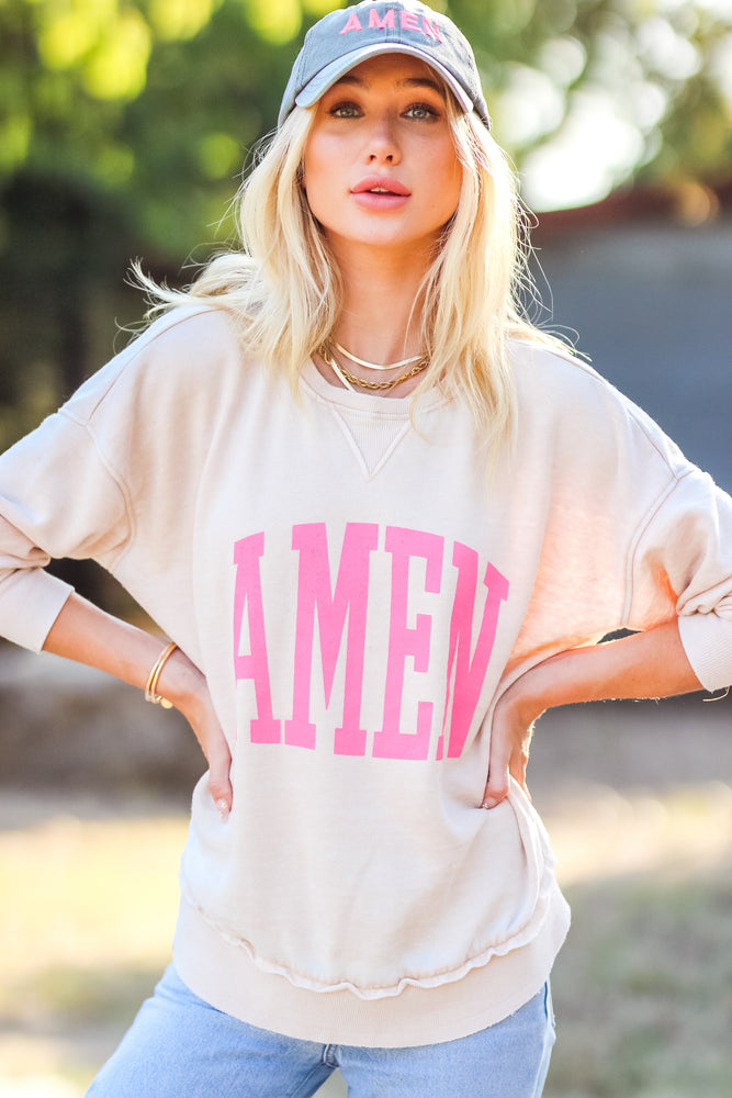 AMEN Soft Cream Fleece Pullover